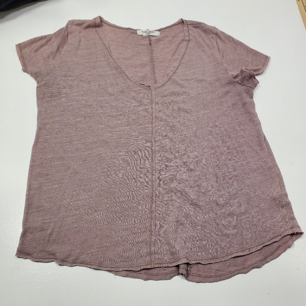 Project Social Women T-Shirt Size Medium Relaxed Fit Classic V-neck short sleeve - Picture 2 of 7